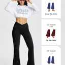 baleaf Women's V Crossover Flare Leggings with Pockets Yoga Pants High Waist Casual Workout Gym Bell Bottom Leggings (Black, XL)