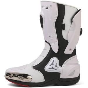 Zeozoom Motorcycle Riding Boots Motorcycle Leather Boots for Women and Men Protection Anti Slip Racing Sports (White, M)