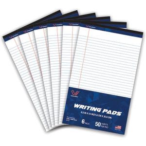 Woodlake Legal Pads 8.5 "x 14" – 6‑Pack, Wide Ruled, Premium White Paper Pad No ink Bleed, Micro‑Perforated Writing Pads,50 Sheets, Legal Size Note pads for School, Office & Home, Made in USA