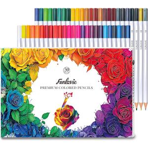 48 Colored Pencils for Adult Coloring Books + 2 Metallic Colored Pencils,Soft Core Coloring Pencil Set,Drawing Pencil for sketching & Painting,Art Supplies for Teens,Oil-Based with Sharpener (50-Color Gift Pack)