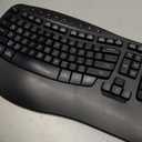 MEETION Wireless Ergonomic Keyboard, Wave Keys Firm Wrist Rest for Natural Typing, 2.4G USB-A Cordless Receiver and USB-C Adapter, Ergo Computer Keyboard Compatible with Windows/Mac/PC/Laptop, Black