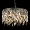 A AXILIXI Crystal Chandelier, 24" Modern Round Chandelier for Dining Room, K9 Large 8-Light Crystal Pendant Fixtures Raindrop Luxury Pendant Ceiling Light Chrome for Entryway Foyer Staircase