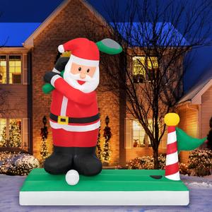 Holidayana Christmas Santa Golfing Inflatables, Large 5 Ft Inflatable, Outdoor Decorations, Blow Up Xmas Yard, Lawn & Garden, Internal Lights Built-in Fan
