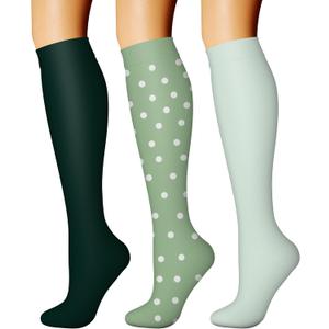 CHARMKING Compression Socks for Women & Men Circulation (3 Pairs) 15-20 mmHg is Best Support for Athletic Running Cycling (Large-X-Large, 34 Dark Green/Green/Green)