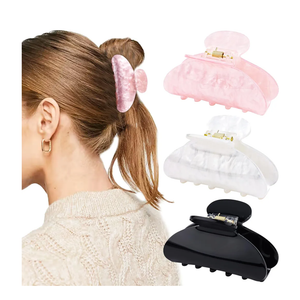 Canitor Claw Clips for Women Acrylic Marble Non-slip Emi Hair Clips for Thick Thin Hair Strong Hold Durable Banana Barrettes Cute Hair Accessories Black/Pink/White