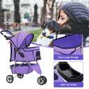 BestPet 3 Wheels Pet Stroller Dog Cat Cage Jogger Stroller for Medium Small Dogs Cats Folding Travel Carrier with Cup Holder, Waterproof Design & Removable Liner, Purple