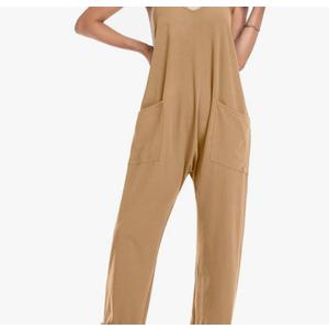 TARSE Women's Sleeveless Jumpsuits V Neck Harem Overalls Causal Adjustable Straps Stretchy Comfy Romper with Pockets 2025