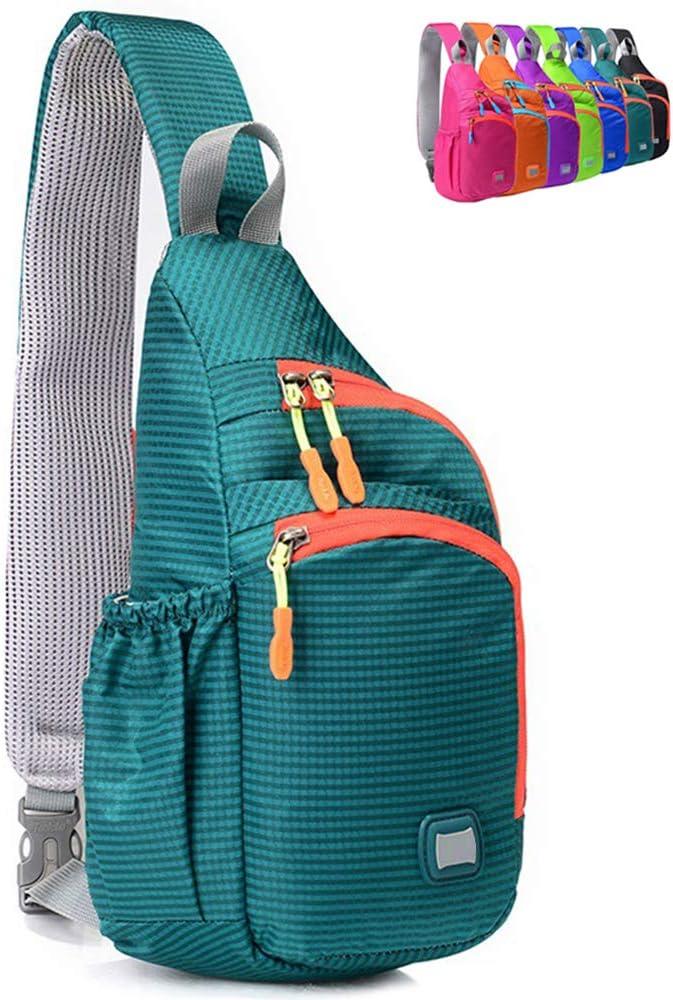 Peicees Small Sling Backpack Waterproof Unisex Shoulder Bag Chest Crossbody Daypack (Turquoise), Small