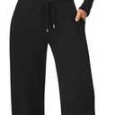 Trendy Queen Women's 2 Piece Matching Lounge Sets Fall Fashion Outfits Henley Neck Sweater Top Wide Leg Pants Sweat Suits M