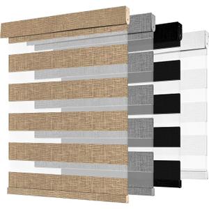 MoDanCeQ Cordless Zebra Blinds for Windows, Brown, 35" W x 72" H