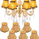 Hedume 6 Pack European Lamp Shade, Modern Clip On Droplight Wall Lamp, Chandelier Clip on Fabric Drum Lamp Shade for Table Candle Wall Light Replacement