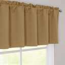 OWENIE Gold Valances for Windows, Small Blackout Curtains for Kitchen Bedroom Living Room, Rod Pocket Privacy Modern Solid Short Window Treatment Valance Bathroom Panels, 60" Wx18 L,1 Piece