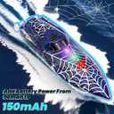 Mini Remote Control Boat RC Boat 2.4Ghz 360 Rotating LED Lights bulit-in Rechargeable Battery Swimming Pool BathtubToys Remote Control Boats for Kids 8-12 Years Birthday Gift Spider