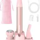 Nose Hair Trimmer for Women 3in1 Facial Hair Removal Trimmers with Storage Base - Waterproof, Portable USB Rechargeable with Travel Bag- Trims Nose, Ear, Eyebrow, Peach-Fuzz, Lips, Chin Face Hair