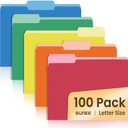 SUNEE File Folders Letter Size Assorted Colors, 100 Pack Manilla Folders 8.5 x 11 1/3-Cut Tabs, Colored File Folders Office Home School for Documents Files Paper