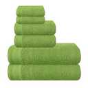 MALLONI HOME Ultra Soft 6 Pack Cotton Towel Set, Contains 2 Bath Towels 28x55 inch, 2 Hand Towels 16x24 inch & 2 Wash Coths 12x12 inch, Ideal Everyday use, Compact & Lightweight - Kiwi Green