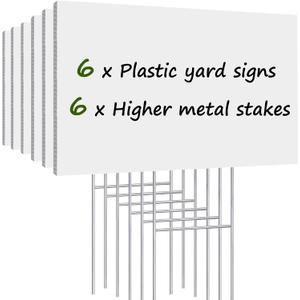 Blank Yard Signs with Stakes, Remiawy 6 Pack Lawn Signs Corrugated Plastic 17x12 Inches Custom Double Sided for Yard Sale Sign Outdoor, Garage Sale, Open House, Estate Sale, Guidepost, Birthday Party