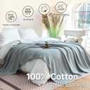 QKTE 100% Cotton Waffle Weave Blanket King Size, Soft Lightweight Breathable Cozy Blankets for Bed Couch Home Décor All-Season Use (Dusty Blue, 104"x90")