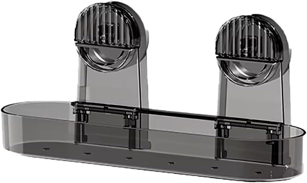 Strong Suction Cup Removable Hanging Drying Drainable Shower Rack Storage Shelf Injection Acrylic Bathroom Supplies Sundries Use (Smoke, Short)