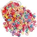 500 PCS Multicolor Cotton Hair Ties, Small Seamless Kids Hair Ties  Soft No-Crease Baby Hair Elastics for Girls, Kids & Toddlers, Gentle Ponytail Holders for Thin & Thick Hair. (multicolour)