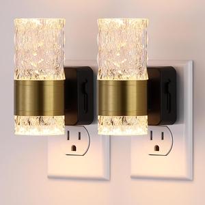 LED Night Light, Dimmable Plug in Nightlight 2 Pack, 0-100LM Adjustable Brightness with Dusk to Dawn Sensor, 3000K Warm Gold Ambiance Lighting for Bedroom, Bathroom, Hallway, Kitchen