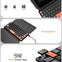 Doohoeek Travel Keyboard with Touchpad, Universal Compact Keyboard with Large Trackpad & Any-Angle Stand for Android/iOS/Windows, Dual-Device Bluetooth Keypad for Phones/Galaxy Z Fold/iPad mini