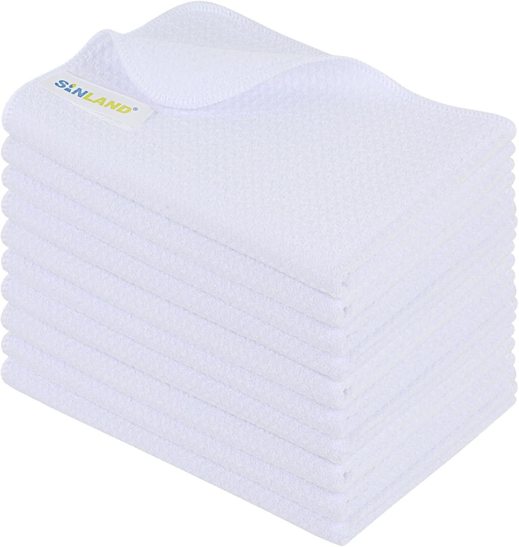 SINLAND Sublimation Blank Towels Kitchen Towel Fast Drying Tea Towel Polyester Dish Towels for Drying Dishes 16 Inch X 24 Inch 10 Pack White