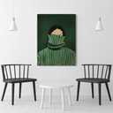 UCRAASDEB Emerald Green Abstract Feminine People Wall Art, Girl with Flowers Minimal Japandi Female Abstract Canvas Prints, Retro Female Portrait Aesthetic Decor for Bedroom Apartment Dorm 24'' x 16''