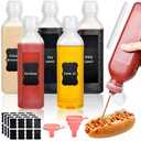 Supkiir Condiment Squeeze Bottles 16oz with Flip Top Lid, 5Pcs Clear Hot Sauce Bottles for Condiments Oil Salad Ketchup, Leak Proof Condiment Container with 2Silicone Funnel 40 Chalk Labels and 1Pen