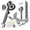 High Pressure Filtered Shower Head - 3 Spray Modes Shower head with Handheld, Detachable Showerhead with 12 Replaceable Water Softener Filters for Hard Water | Shower with 75" Anti-Burst Hose