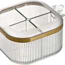 NAN Wind 4 Compartments Seasoning Box With Lid,Clear Seasoning Storage Box Container,Seasoning Box with Cover and Serving Spoons,Kitchen Condiment Jars,Plastic Seasoning Box Set(White)