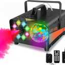 Smoke Machine,1200W Professional Fog Machine with Integrated DJ Light System with Wireless Remote Control for Halloween Wedding, Parties,Birthday,DJ Stage,Indoor Black