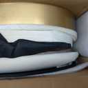B FSOBEIIALEO Ottoman with Storage, Round Velvet Storage Ottoman with Gold Plating Base,Foot Rest Stool for Dorm Room, Living Room White, 14.76"x14.76"x16.36"