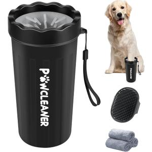 Dog Paw Cleaner, Washer, Muddy Pet Foot Cleaner for Small Medium Large Breed Dogs/Cats (with 3 absorbent towel) (Black, Large)