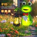 Solar Garden Lights Frog Statue with Solar Lantern Lights,13.78in Tall Frog Decor Fairy Accessories,Birthday Gifts for Women Mom Grandma,Big Metal Decorative Stakes for Home decor,Patio,Porch,Yard Art
