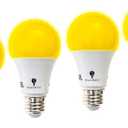 BlueX 4-Pack A19 Amber Yellow LED Bug Light Bulb - No Blue Light, 650 Lumens, 120V E26 Medium Base, 9.5-Watt (60-Watt Replacement), Warm Light Bulb