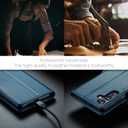 for Samsung Galaxy S25 Plus Wallet Case with Credit Card Holder, PU Leather RFID Blocking Folio Flip Kickstand Magnetic Clasp Protective Phone Cover for Women Men Blue