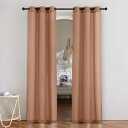 NICETOWN Terracotta Linen Doorway Curtains 80 inches Long, Grommet Thick Linen Weave Semi Sheer Window Treatments Privacy Assured with Light Filtering for Bedroom/Side Door, W34 x L80