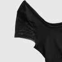 Women's Mesh Sheer Square Neck Crop T Shirt Ruched Short Sleeve Going Out Tops (L)