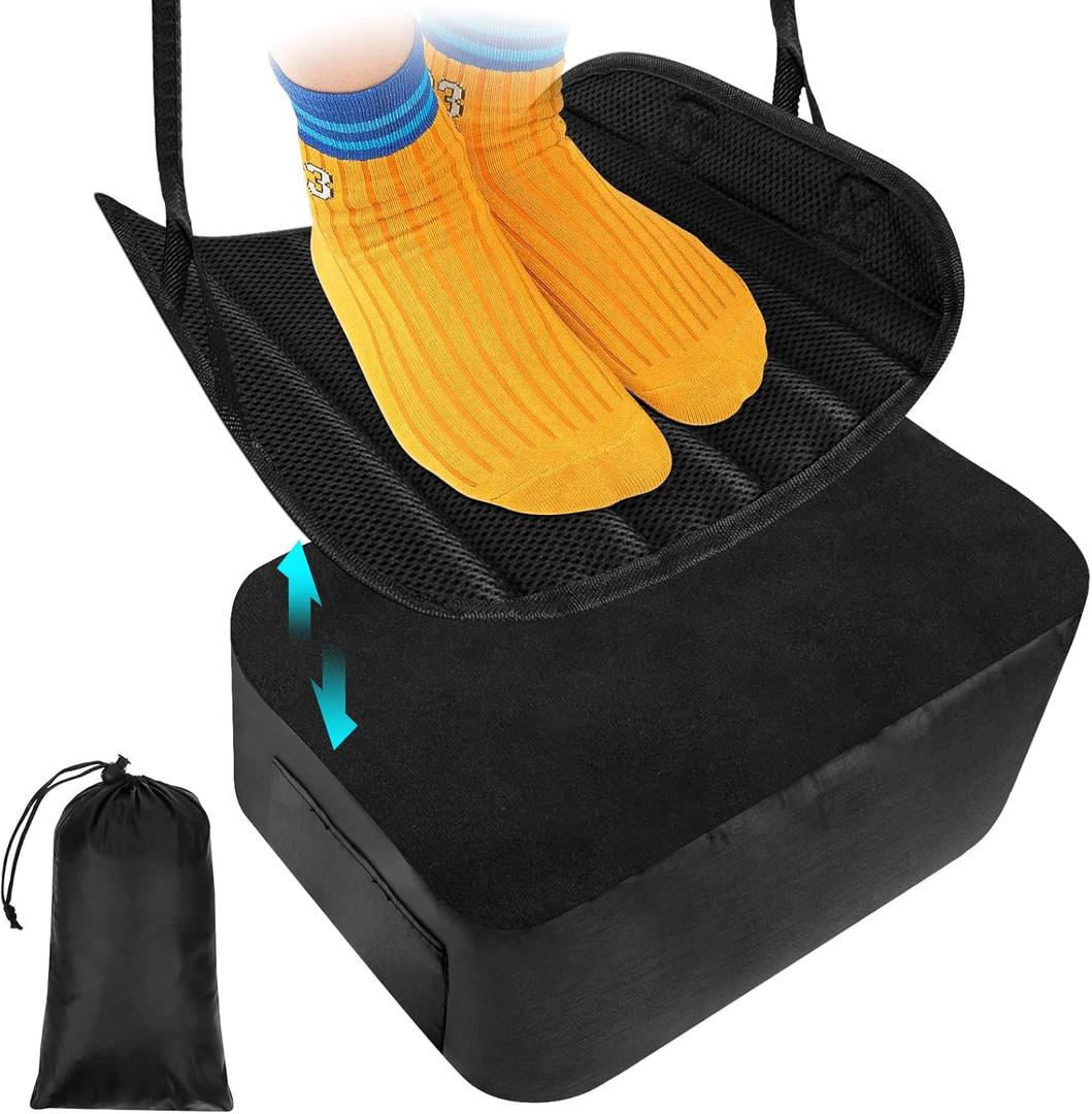 2-in-1 Airplane Footrest Pillow - Inflatable Travel Foot Hammock & Cushioned Foot Pad for Ultimate Comfort on Flights, Travel Accessories, Portable Foot Rest for Flights