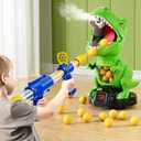 Moveable Dinosaur Shooting Toys for Kids 3-8 Years, Movable Shooting Target Toy with Air Pump Guns, Interactive Competition Game Gift for Boys and Girls Ages 3 4 5 6 7 8 Years Old (1 Popper Gun)