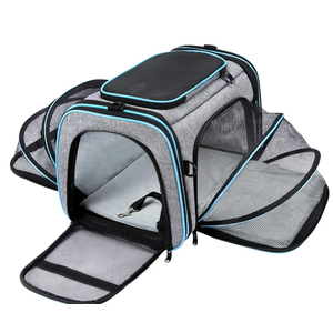Airline Approved Pet Carrier, Large Soft Sided Pet Travel TSA Carrier 4 Sides Expandable Cat Collapsible Carriers with Removable Fleece Pad and Pockets for Cats Dogs and Small Animals