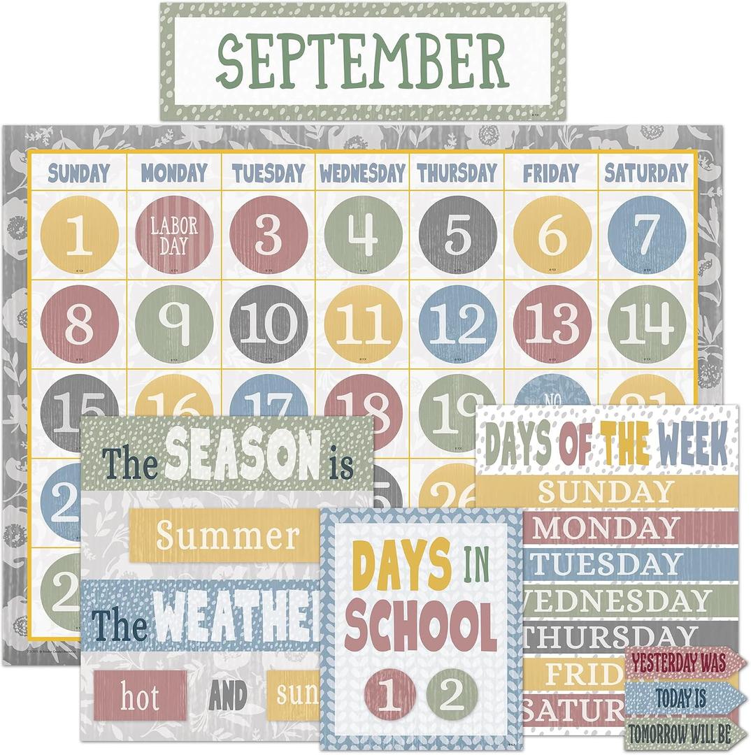 Teacher Created Resources Classroom Cottage Calendar Bulletin Board (TCR7173), 109 Pieces