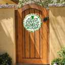 St. Patrick's Day Wreath 12 Inch Clover Porch Wreaths Happy Saint Patrick Wreaths Decor Hanging Sign Reversible Wooden Front Door Wreath for Holiday Home Door Wall Decorations Indoors Outdoors 1 Pcs