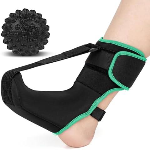 Plantar Fasciitis Night Splint Sock with Massage Ball for Plantar Fasciitis Relief, Soft & Comfortable Foot Brace for Achilles Tendonitis Heal Spur Foot-drop Flat-arch for Women and Men, Medium-Green
