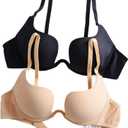 ZUKULIFE Women's Essentials Deep U Multi-Way Push Up Convertible Low Cut Plunge Bra (34D)