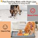 Dog Food Mat - Silicone Dog Mat for Food and Water - 36" x 24" Large Pet Feeding Mats with Residue Collection Pocket - Waterproof Dog Cat Bowl Mat with High Edges to Prevent Water Food Spills (Gray)