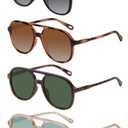 YDAOWKN Retro Square Aviator Sunglasses for Womens Mens Vintage 70s Double Bridge Sun Glasses