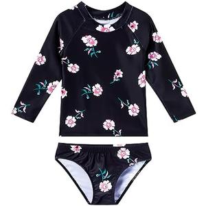 Snowheart Girls Rash Guard Sets Long Sleeves Swimsuit 2 Pieces Tankini Bathing Suit Swimwear for Girls Size 105