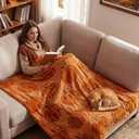 EVERLORIA Fall Pumpkin Throw Blanket 50"x60", Soft Plush Embroidery Pumpkin Throw Blanket for Couch Sofa, 530GSM Sherpa Fleece & Fluffy Faux Wool, Autumn Thanksgiving Home Bed Room Decor Gift, Brown